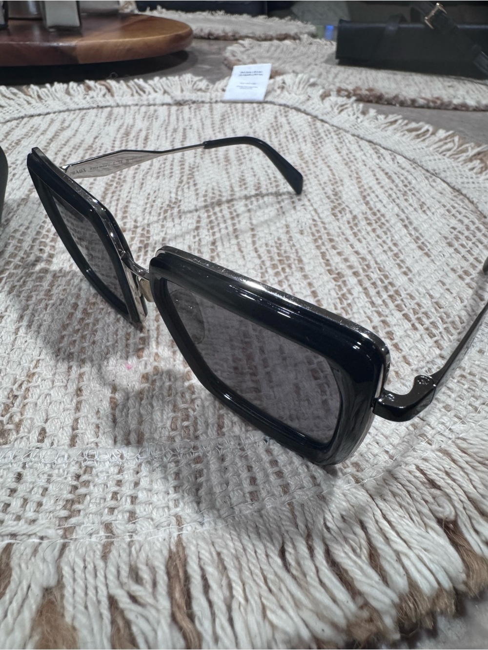 Prada Black Square Women's Sunglasses with Dark Lenses - Picture 5 of 8
